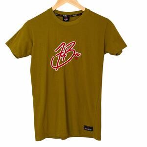 FUBU Vintage 90's Embroidered Logo Short Sleeve T-Shirt in Mustard Green, Small